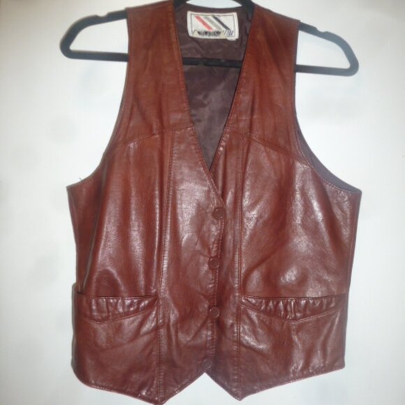 Chess King Other - Chess King Vintage Brown Leather Vest Sz M